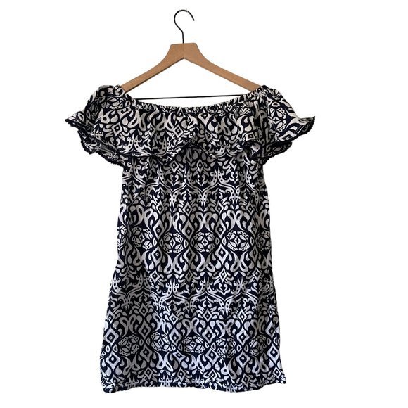 Tommy Bahama Ikat Diamond Off-The-Shoulder Linen Dress - Picture 4 of 8